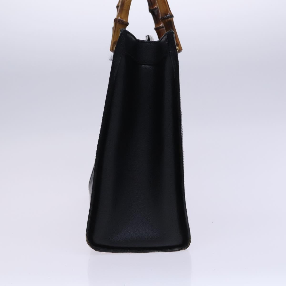 GUCCI Bamboo Hand Bag Leather Black Gold 002 1186 0260 Auth ep7750