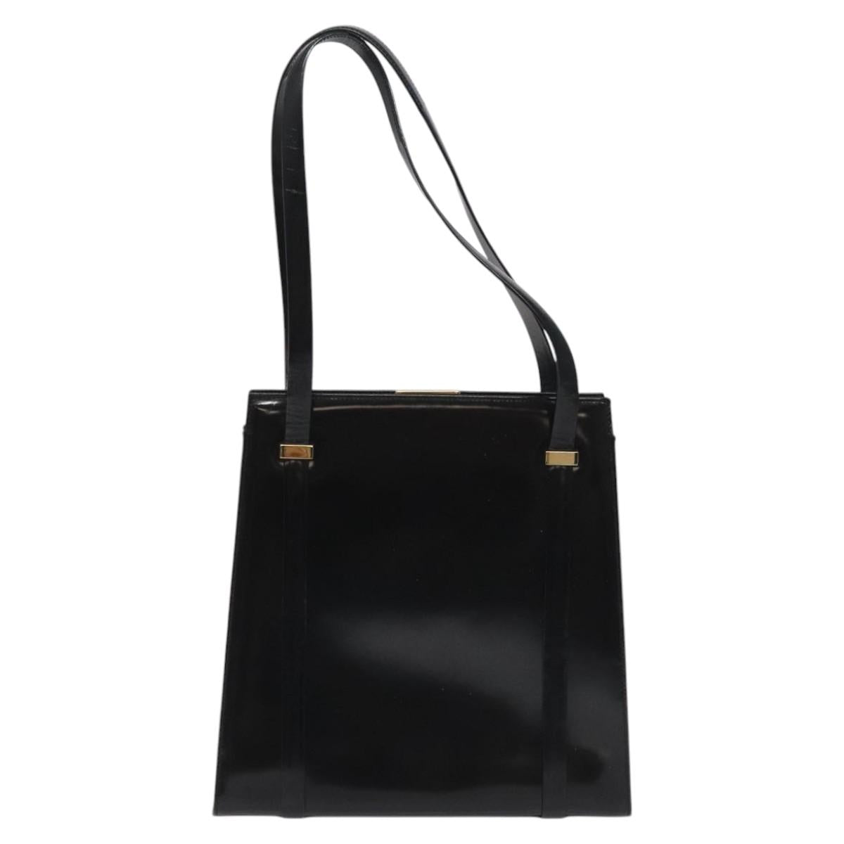 GUCCI Shoulder Bag Patent leather Black Gold 001 1781 1735 Auth ep7767