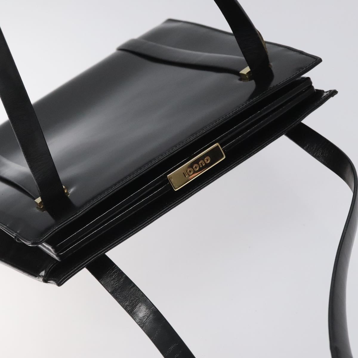 GUCCI Shoulder Bag Patent leather Black Gold 001 1781 1735 Auth ep7767