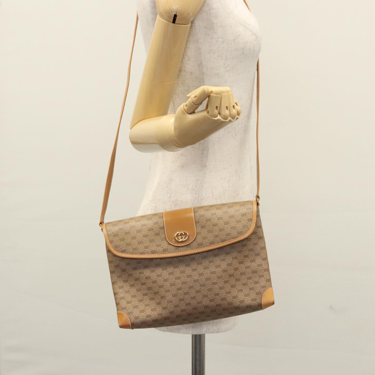 GUCCI Micro GG Supreme Shoulder Bag PVC Beige Gold 001 14 5364 Auth ep7769
