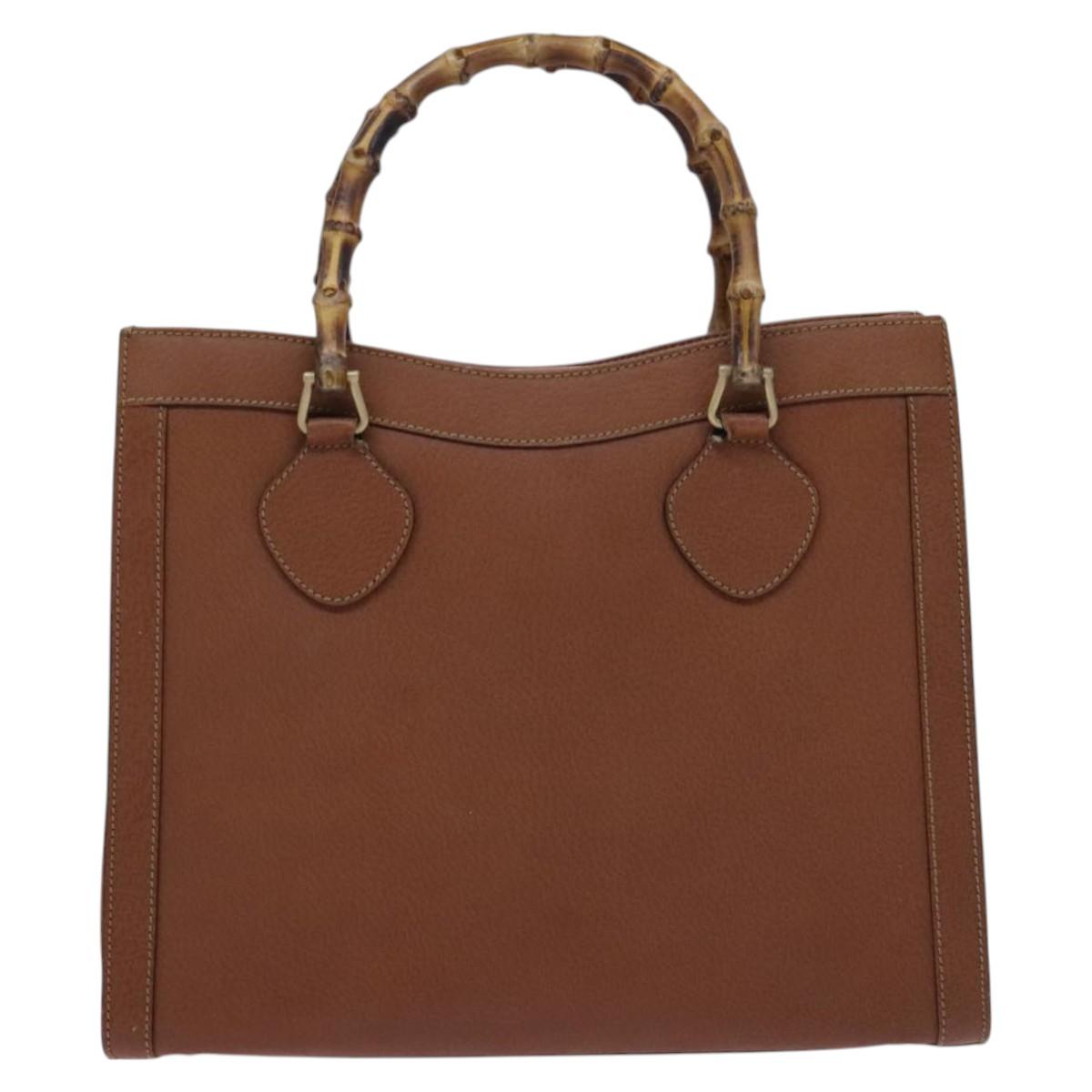 GUCCI Bamboo Hand Bag Leather Brown Gold 002 0260 Auth ep7779