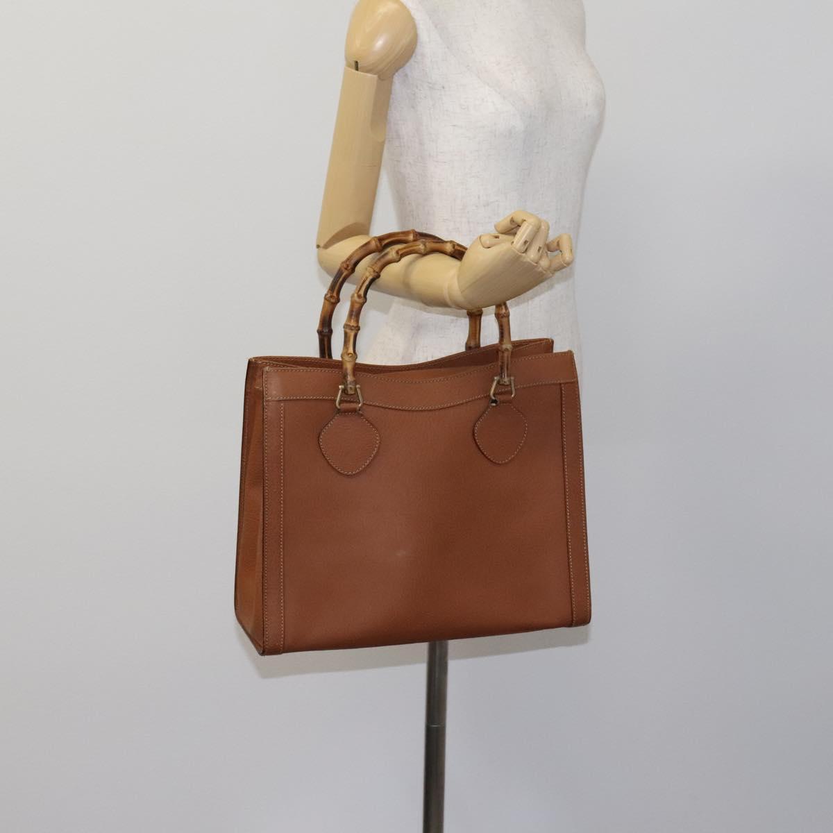 GUCCI Bamboo Hand Bag Leather Brown Gold 002 0260 Auth ep7779