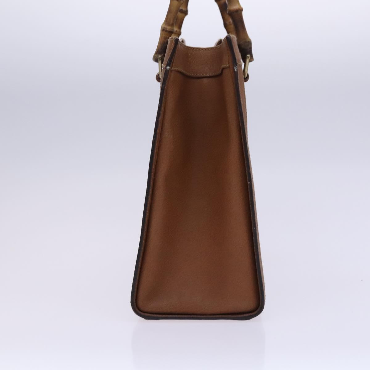 GUCCI Bamboo Hand Bag Leather Brown Gold 002 0260 Auth ep7779