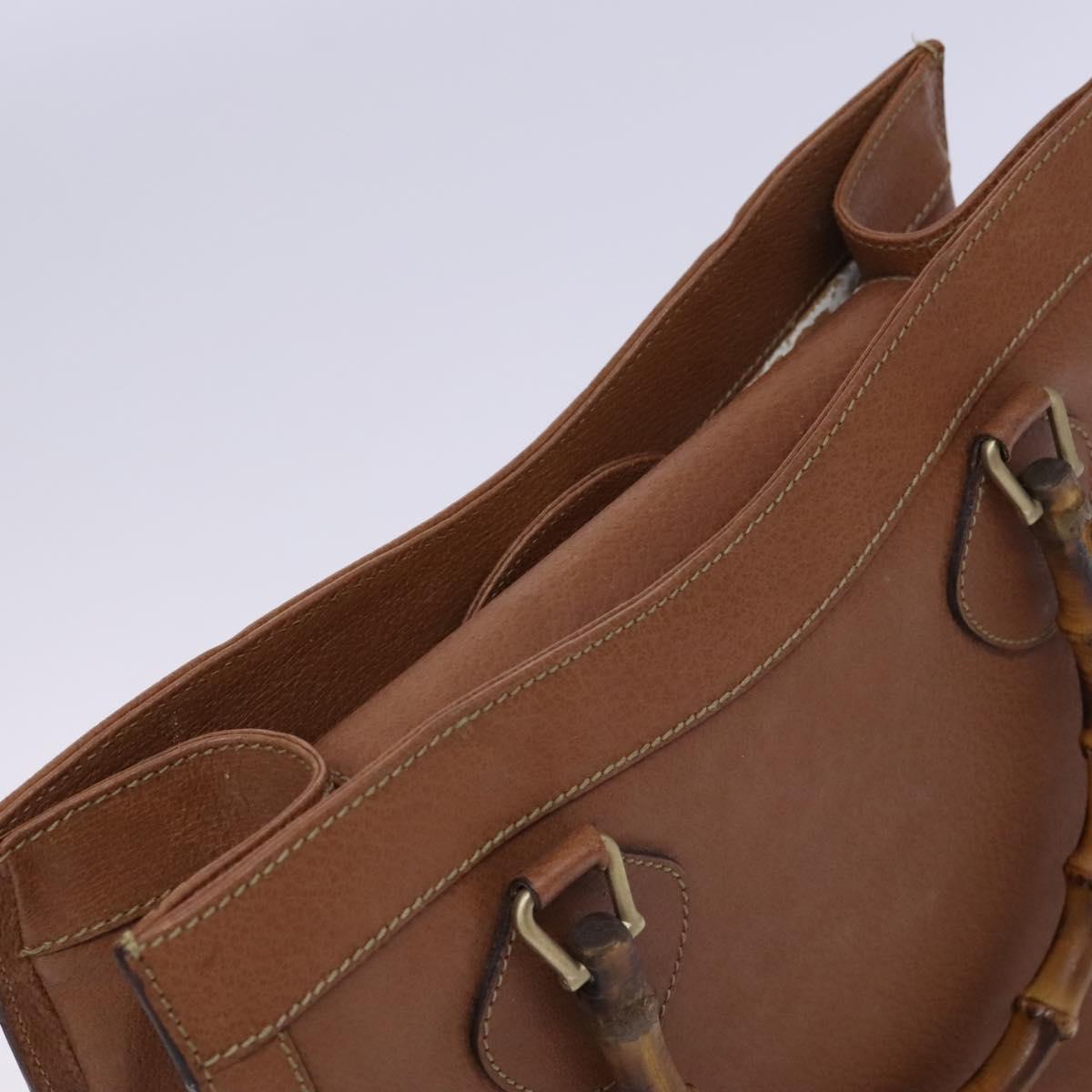 GUCCI Bamboo Hand Bag Leather Brown Gold 002 0260 Auth ep7779
