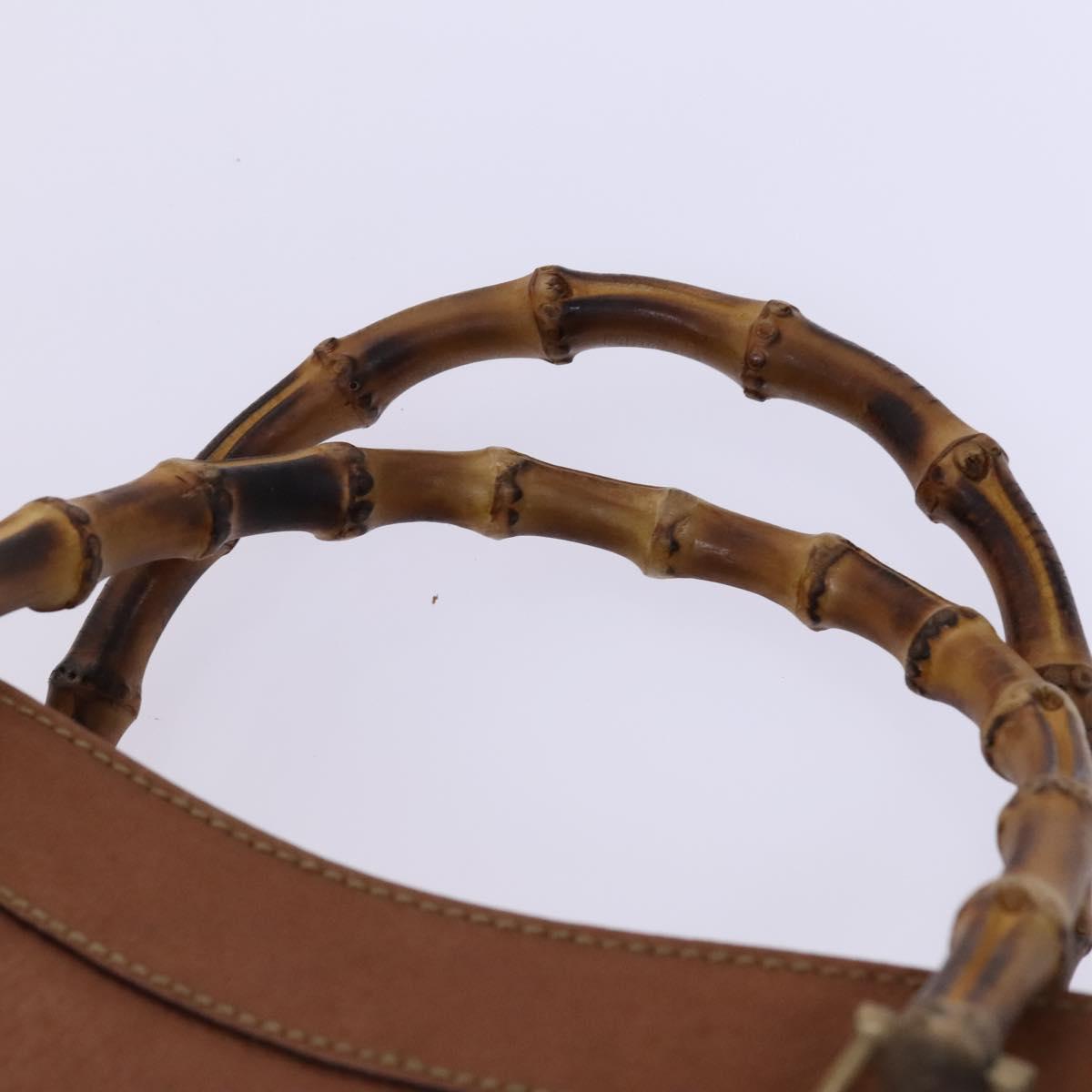 GUCCI Bamboo Hand Bag Leather Brown Gold 002 0260 Auth ep7779