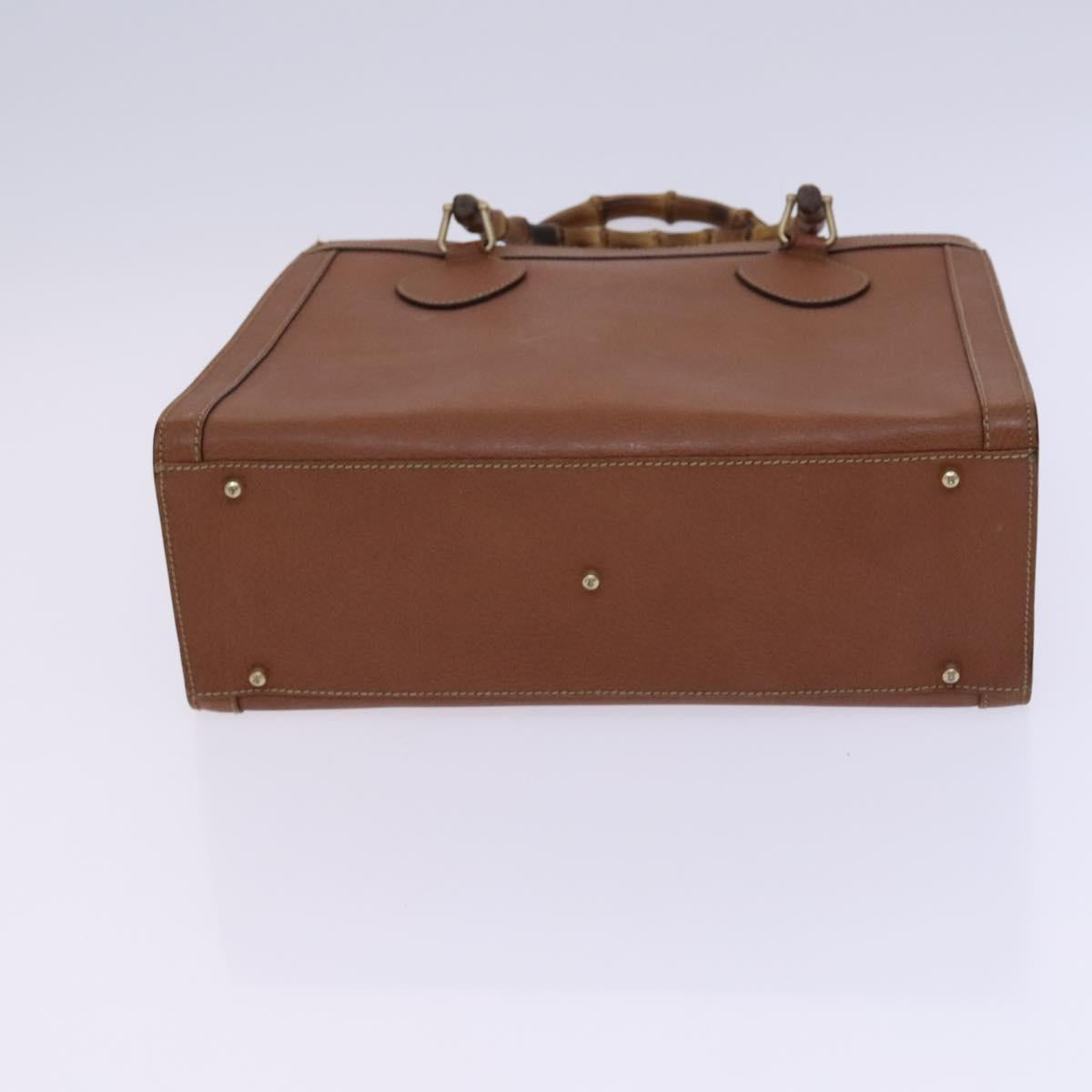 GUCCI Bamboo Hand Bag Leather Brown Gold 002 0260 Auth ep7779