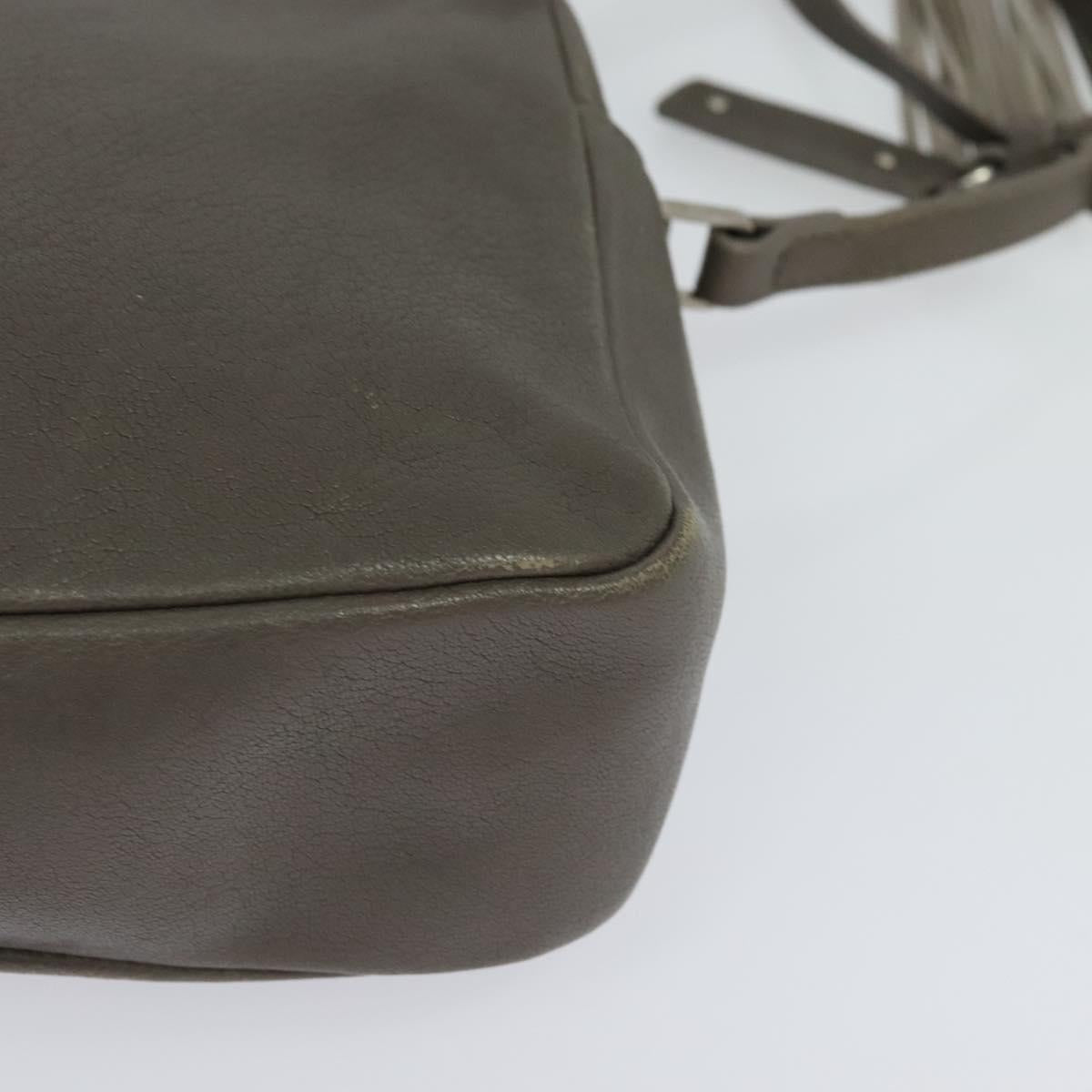 SAINT LAURENT Shoulder Camera Bag Leather Gray Silver Auth ep7783