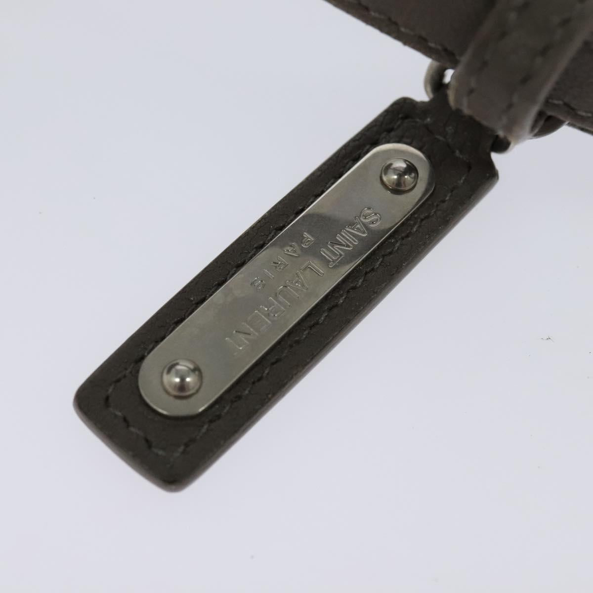 SAINT LAURENT Shoulder Camera Bag Leather Gray Silver Auth ep7783