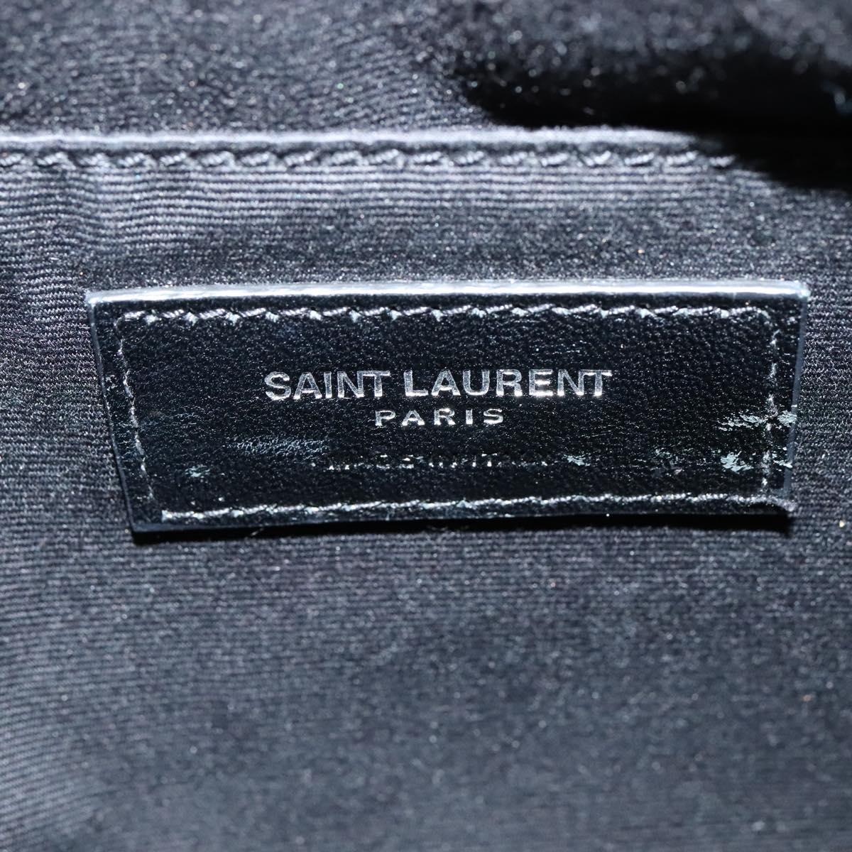 SAINT LAURENT Shoulder Camera Bag Leather Gray Silver Auth ep7783