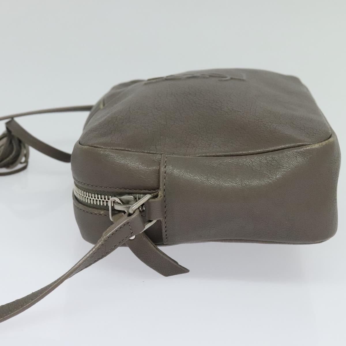 SAINT LAURENT Shoulder Camera Bag Leather Gray Silver Auth ep7783