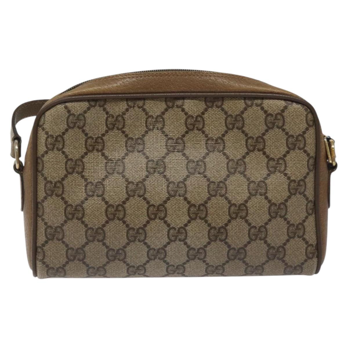 GUCCI GG Supreme Web Sherry Line Shoulder Bag PVC Beige 116 02 089 Auth ep7820