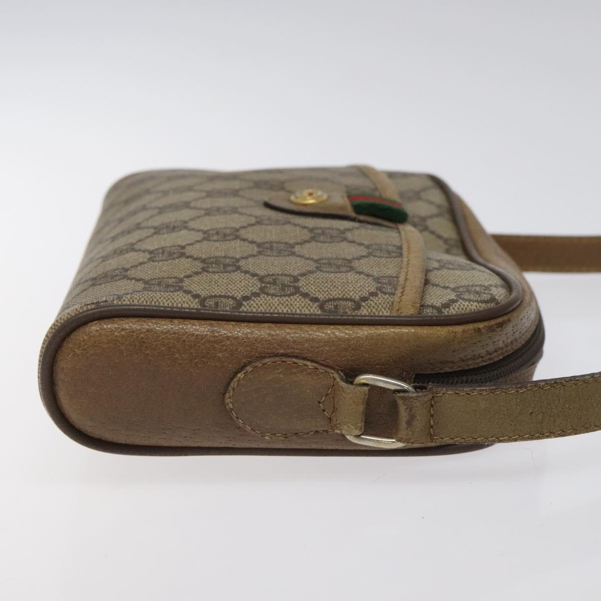 GUCCI GG Supreme Web Sherry Line Shoulder Bag PVC Beige 116 02 089 Auth ep7820