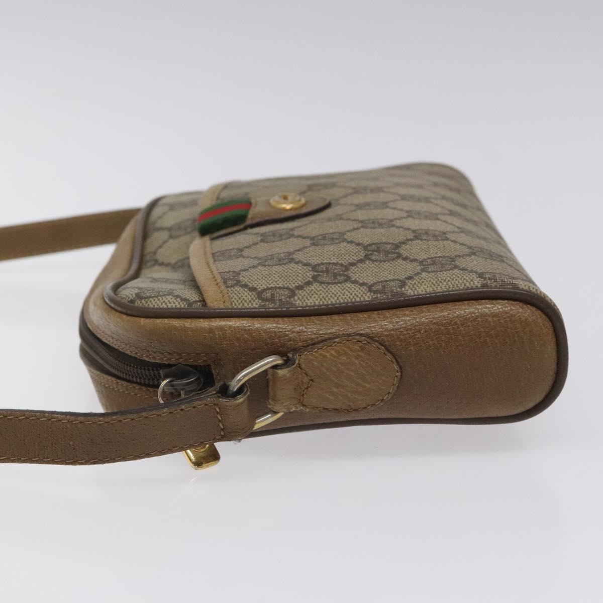 GUCCI GG Supreme Web Sherry Line Shoulder Bag PVC Beige 116 02 089 Auth ep7820