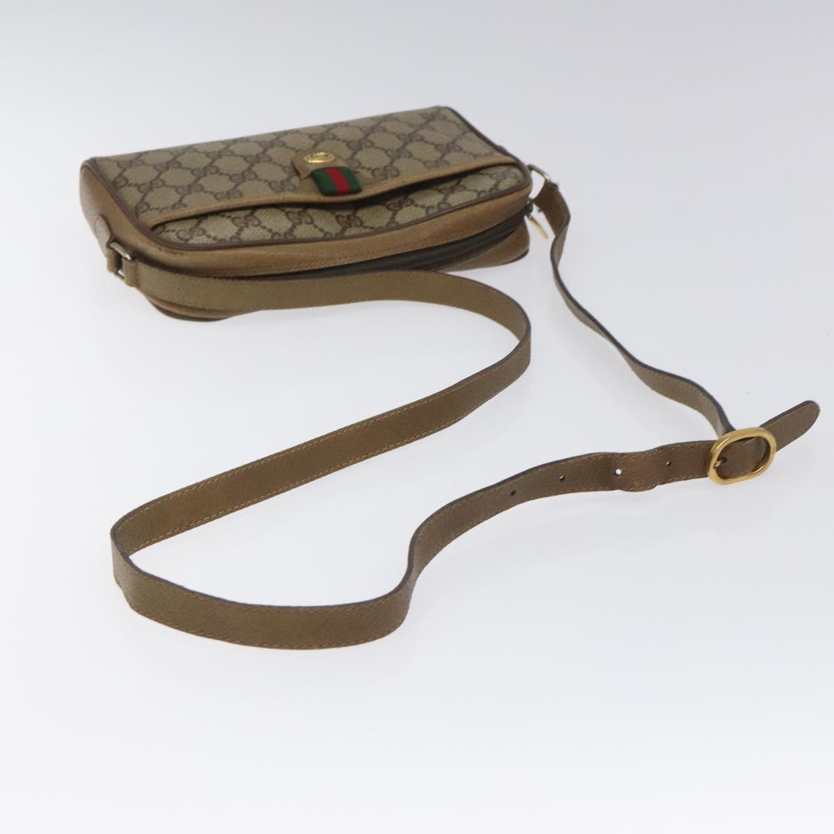 GUCCI GG Supreme Web Sherry Line Shoulder Bag PVC Beige 116 02 089 Auth ep7820
