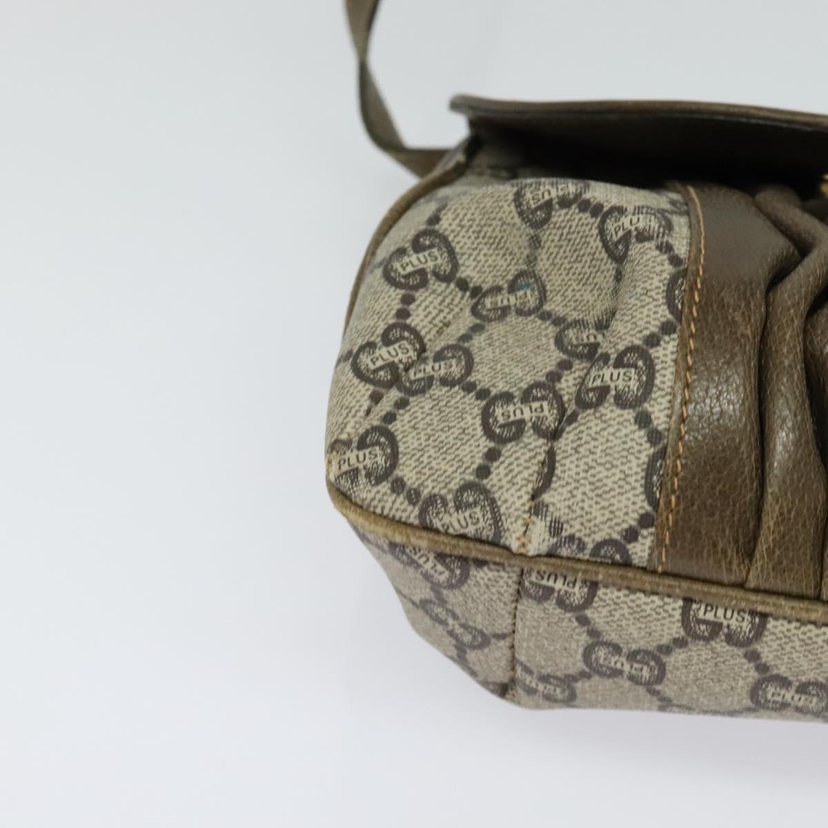 GUCCI GG Plus Supreme Shoulder Bag PVC Leather Beige Auth ep7829