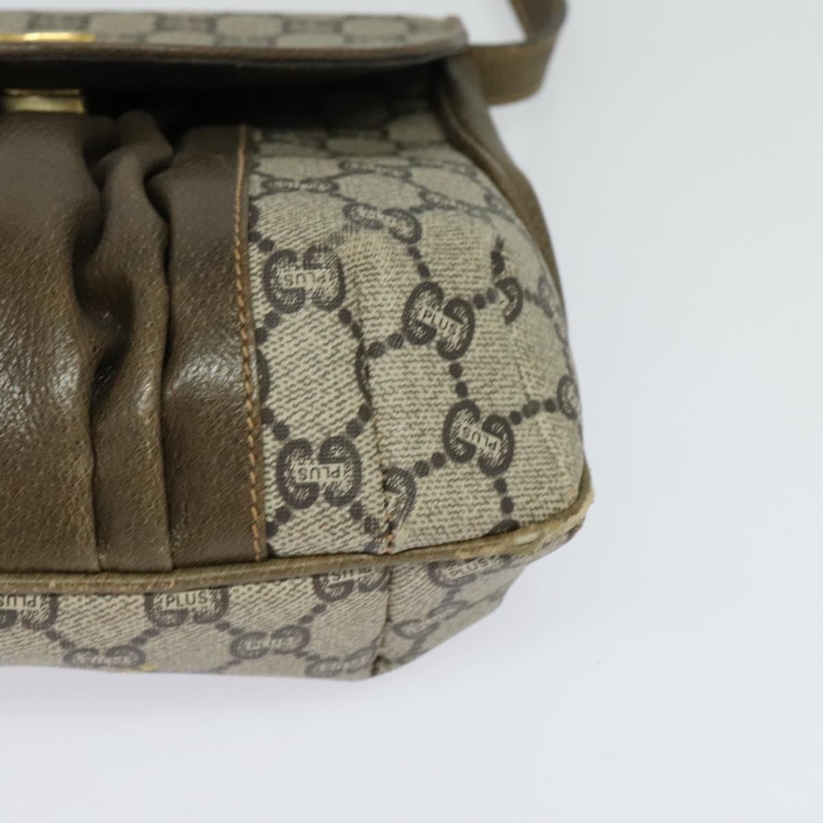 GUCCI GG Plus Supreme Shoulder Bag PVC Leather Beige Auth ep7829