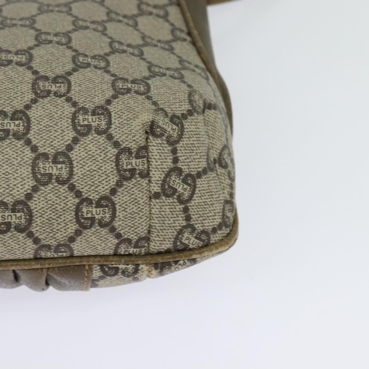GUCCI GG Plus Supreme Shoulder Bag PVC Leather Beige Auth ep7829