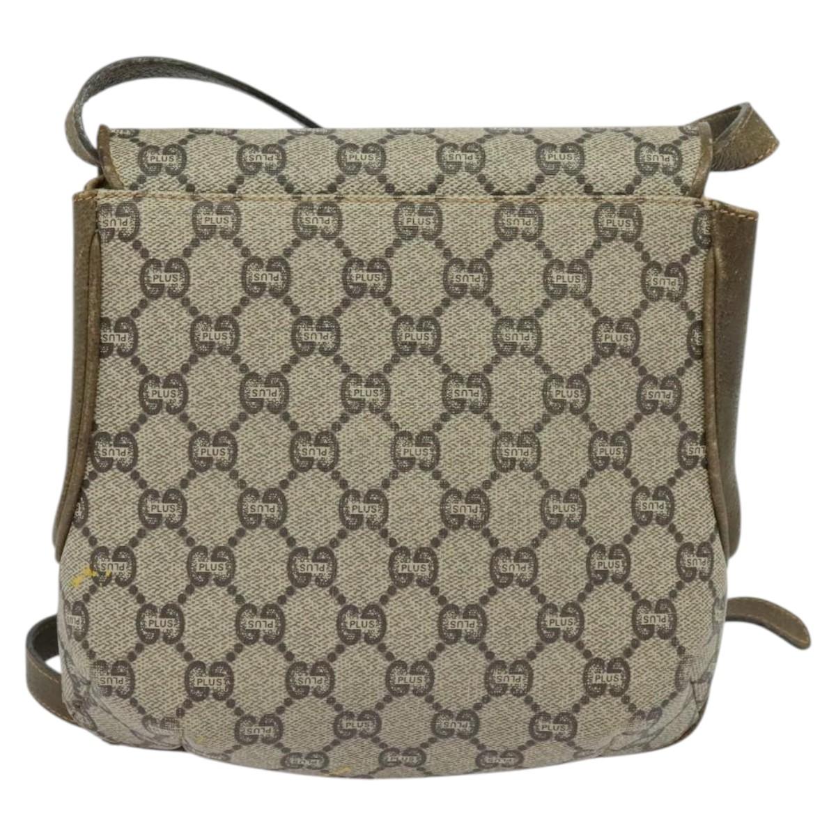 GUCCI GG Plus Supreme Shoulder Bag PVC Leather Beige Auth ep7829