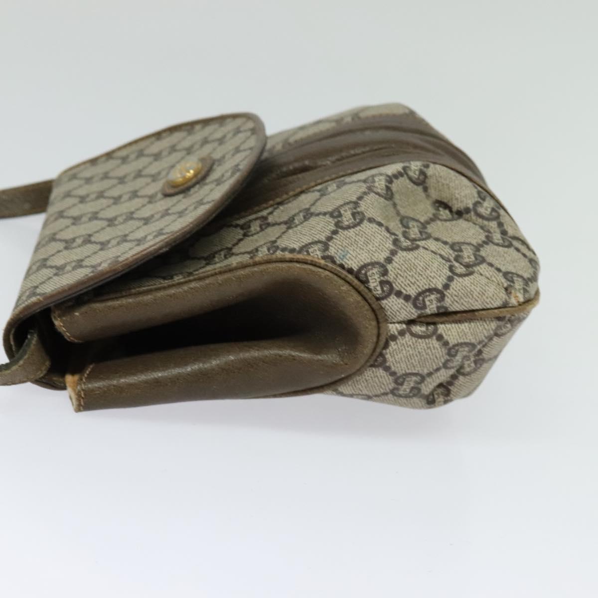 GUCCI GG Plus Supreme Shoulder Bag PVC Leather Beige Auth ep7829