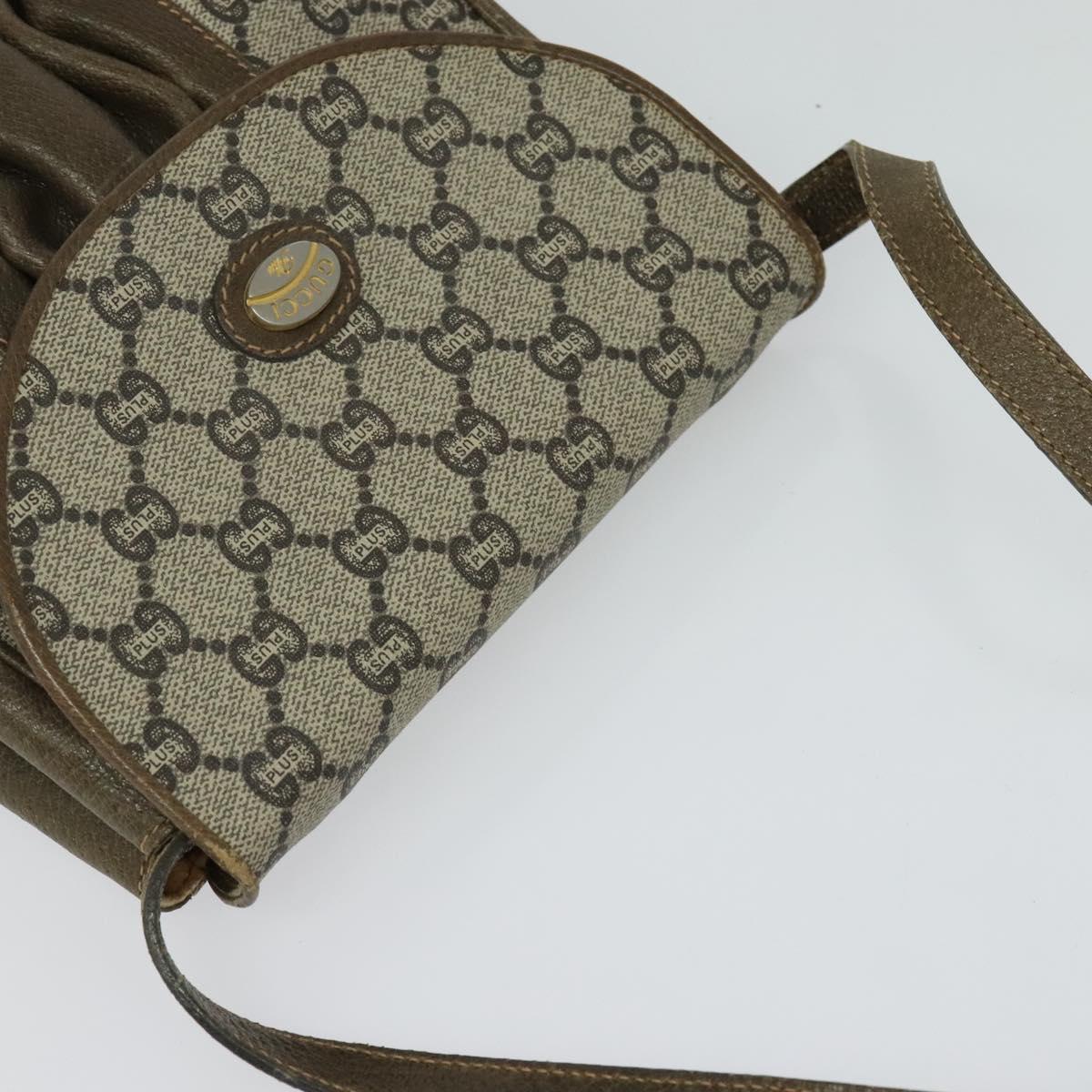 GUCCI GG Plus Supreme Shoulder Bag PVC Leather Beige Auth ep7829