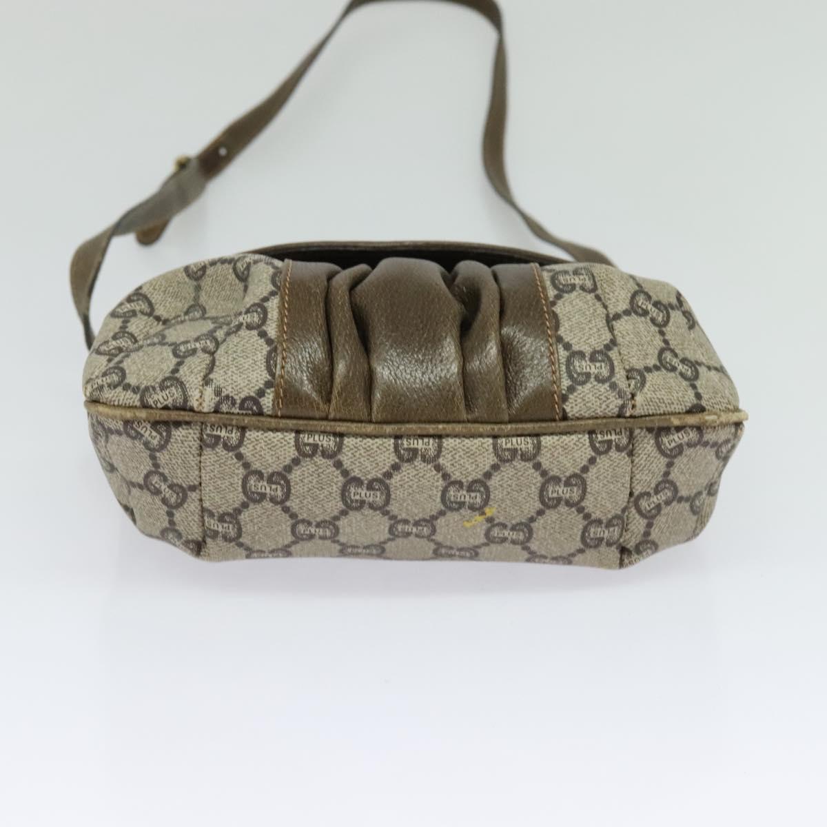 GUCCI GG Plus Supreme Shoulder Bag PVC Leather Beige Auth ep7829