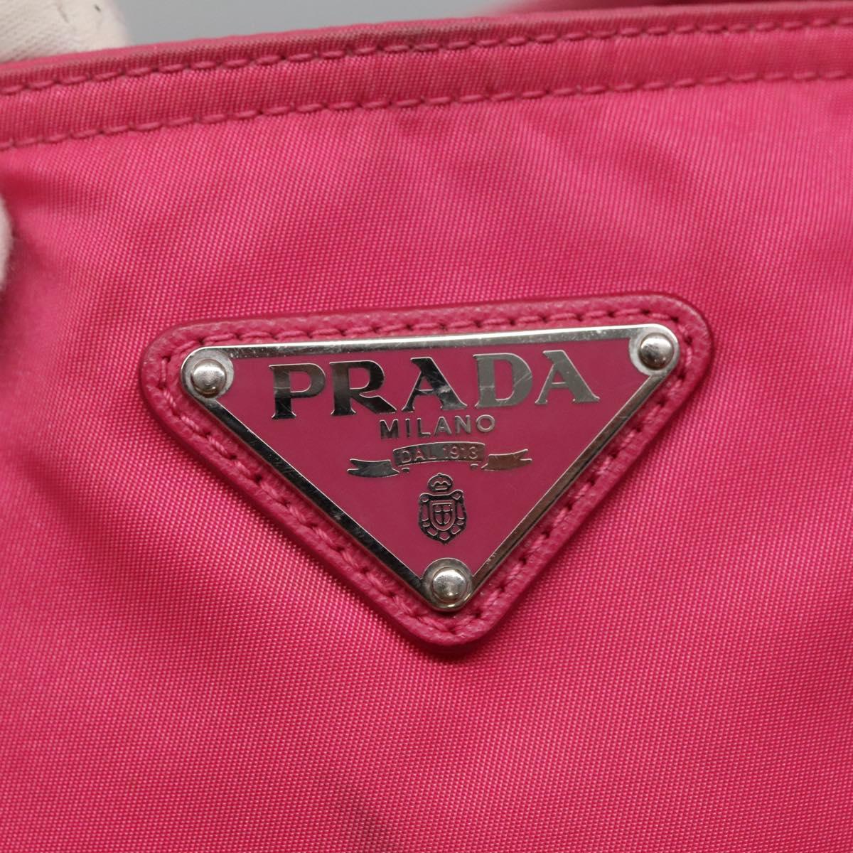 PRADA Hand Bag Nylon 2way Pink Silver Auth ep7842