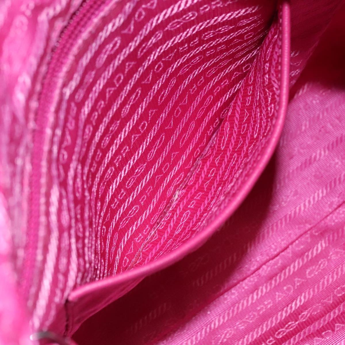 PRADA Hand Bag Nylon 2way Pink Silver Auth ep7842