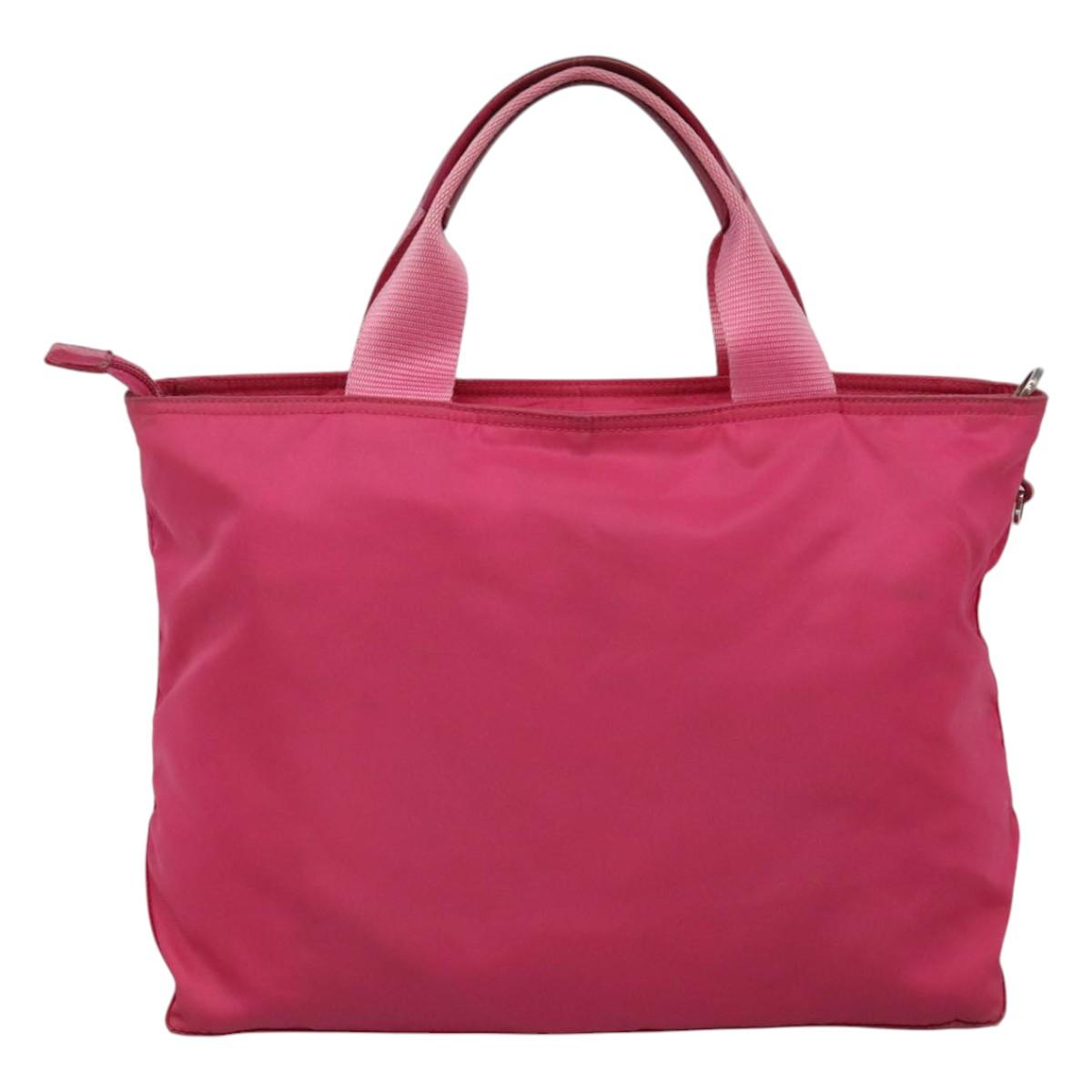 PRADA Hand Bag Nylon 2way Pink Silver Auth ep7842