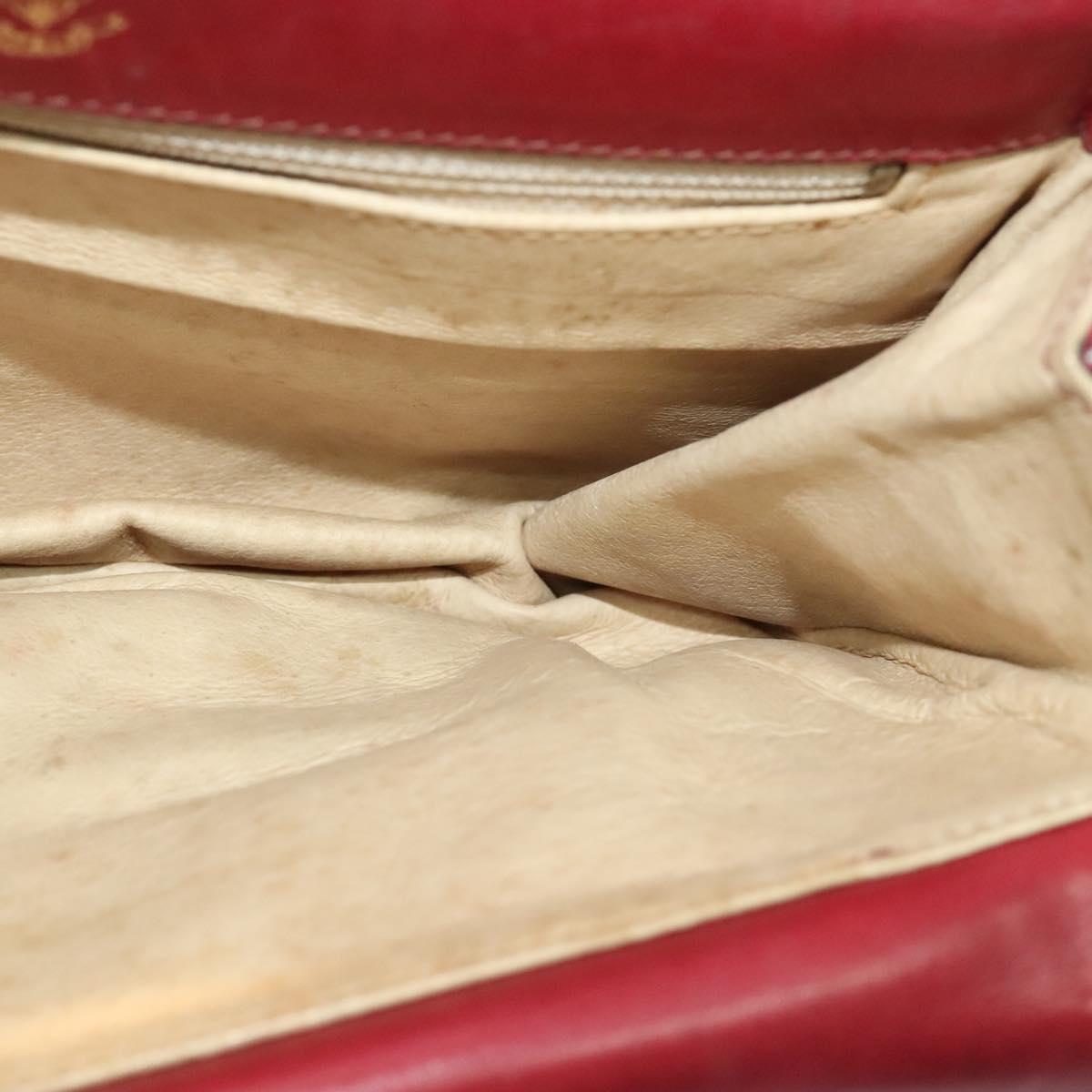 GUCCI Shoulder Bag Suede Vintage Red Gold Auth ep7843