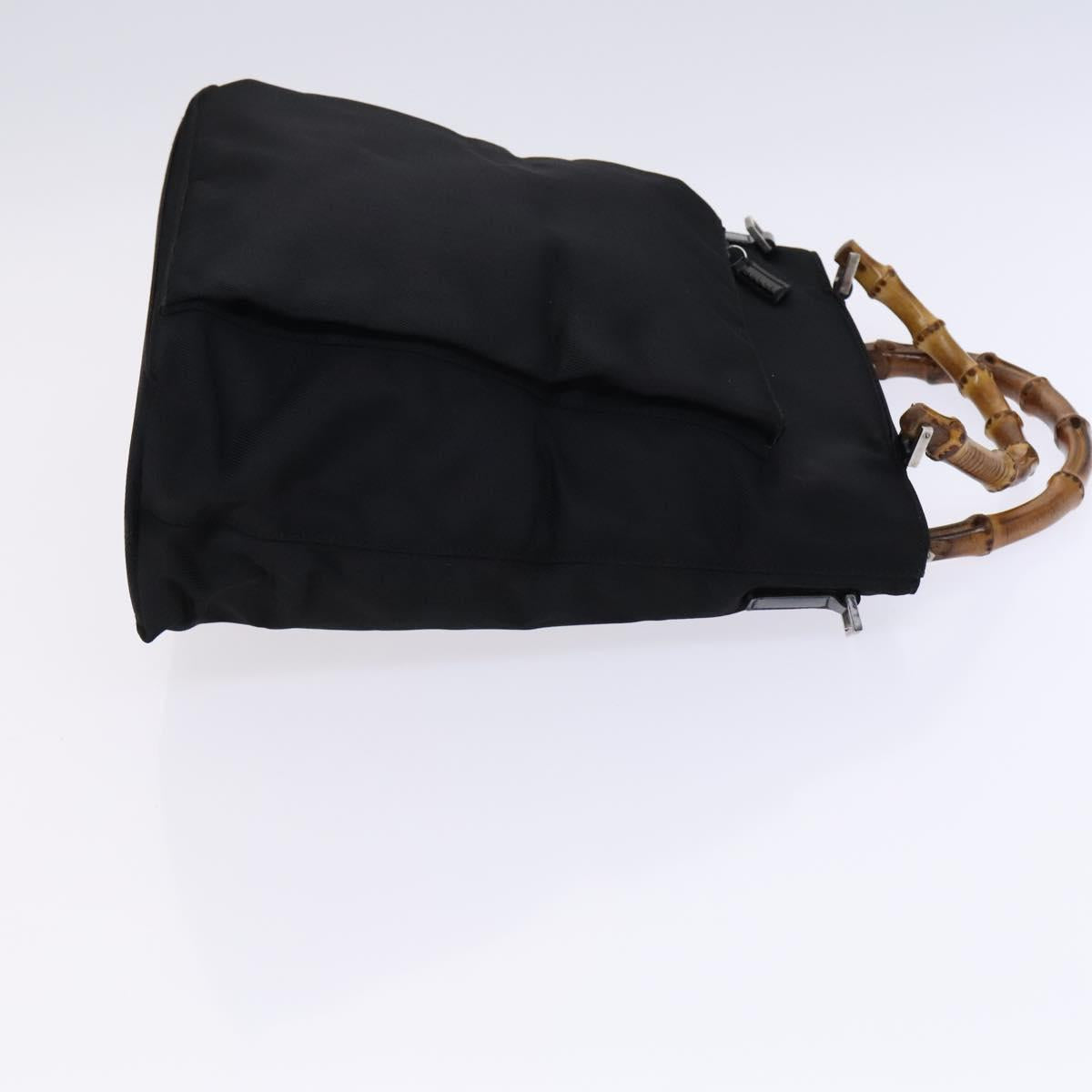 GUCCI Bamboo Hand Bag Nylon 2way Black Silver 002 2122 0506 Auth ep7846