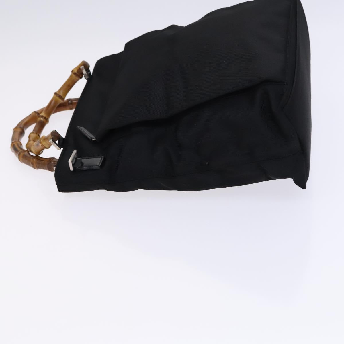 GUCCI Bamboo Hand Bag Nylon 2way Black Silver 002 2122 0506 Auth ep7846