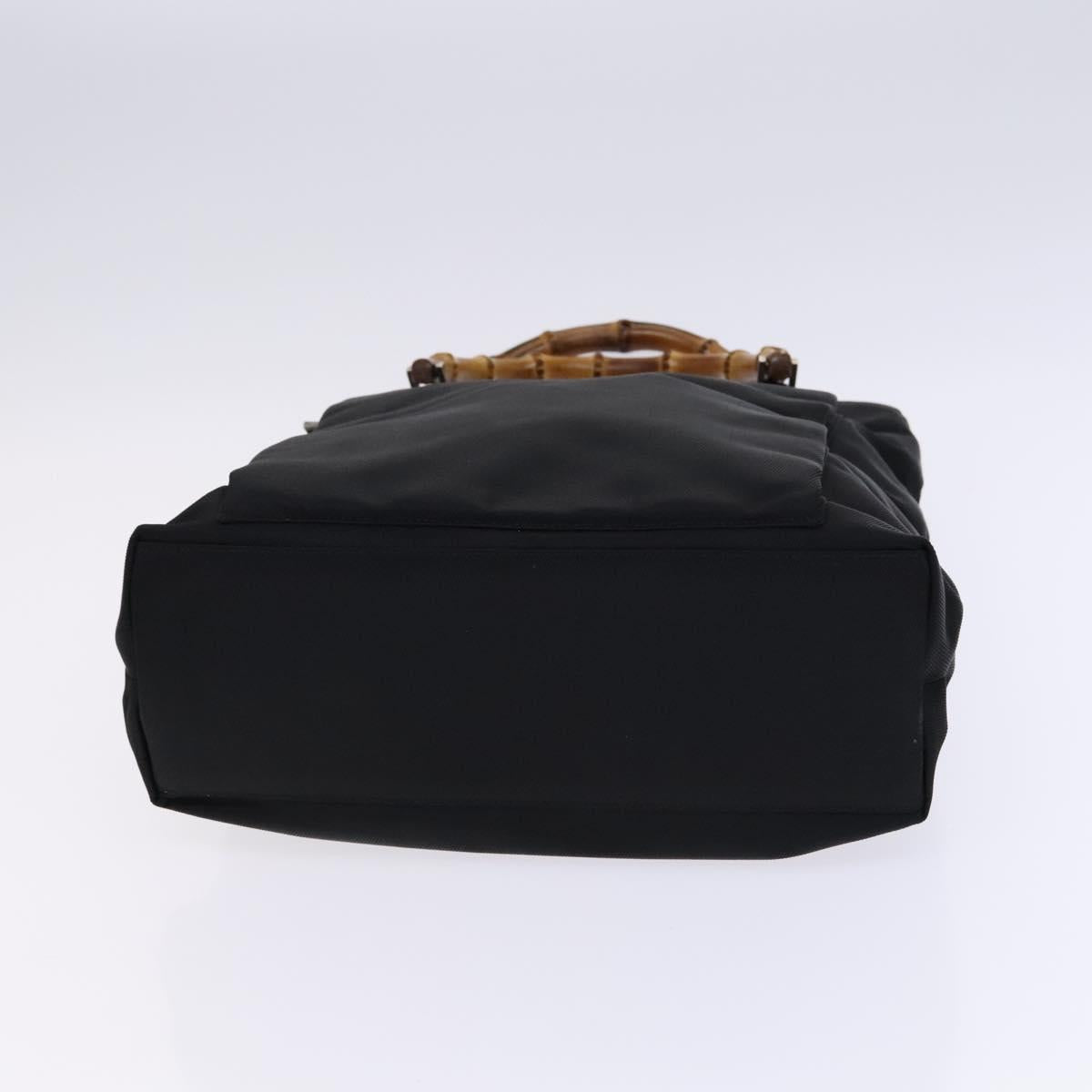 GUCCI Bamboo Hand Bag Nylon 2way Black Silver 002 2122 0506 Auth ep7846
