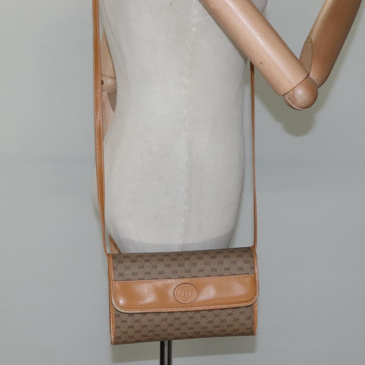 GUCCI Micro GG Supreme Shoulder Bag PVC Beige Gold 004 89 1041 Auth ep7893