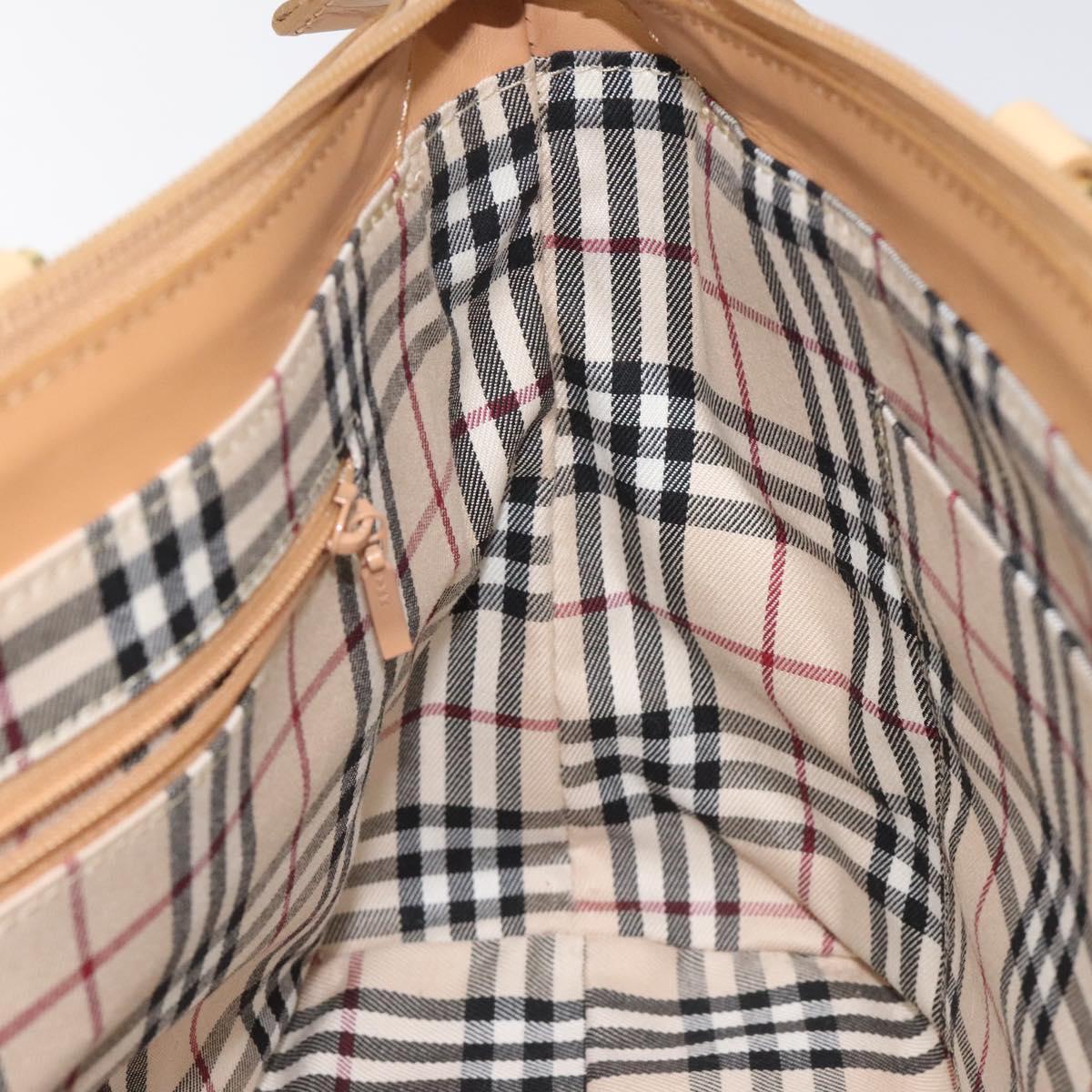 BURBERRY Hand Bag Leather Beige Gold Auth ep7923