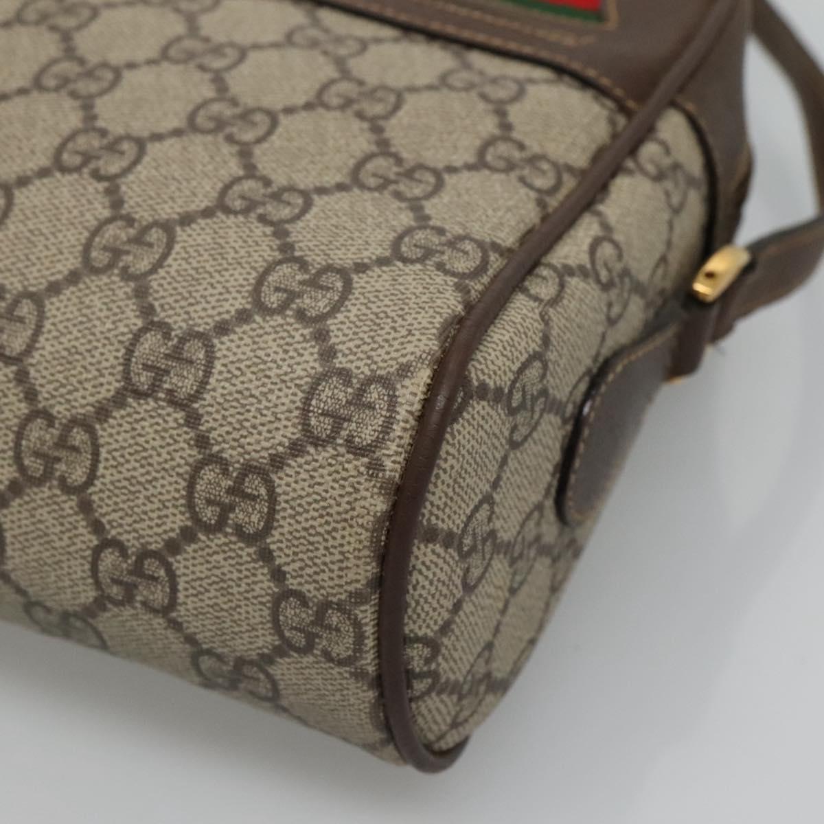 GUCCI GG Supreme Web Sherry Line Bag PVC Beige 4023 001 56 6472 Auth ep7946