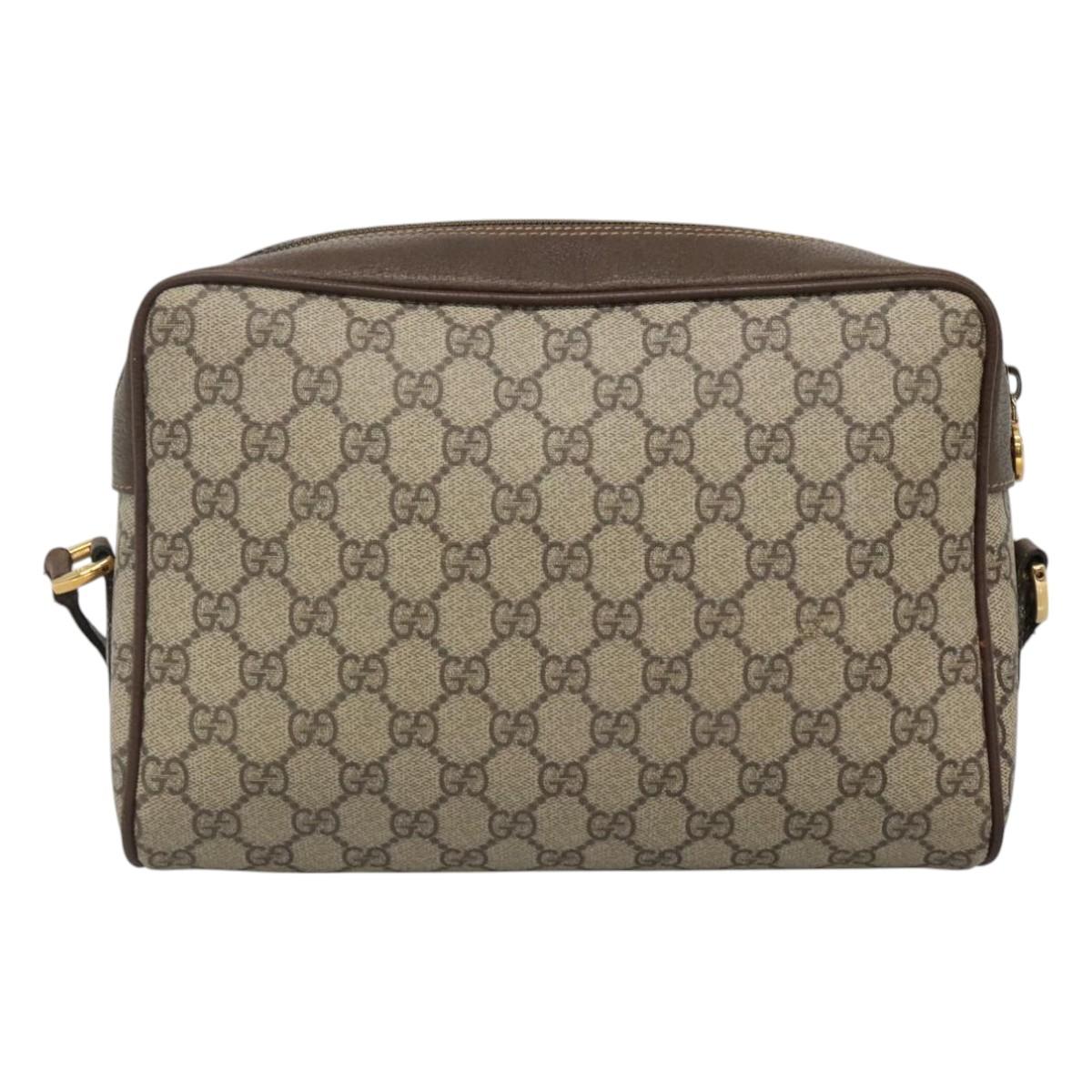 GUCCI GG Supreme Web Sherry Line Bag PVC Beige 4023 001 56 6472 Auth ep7946