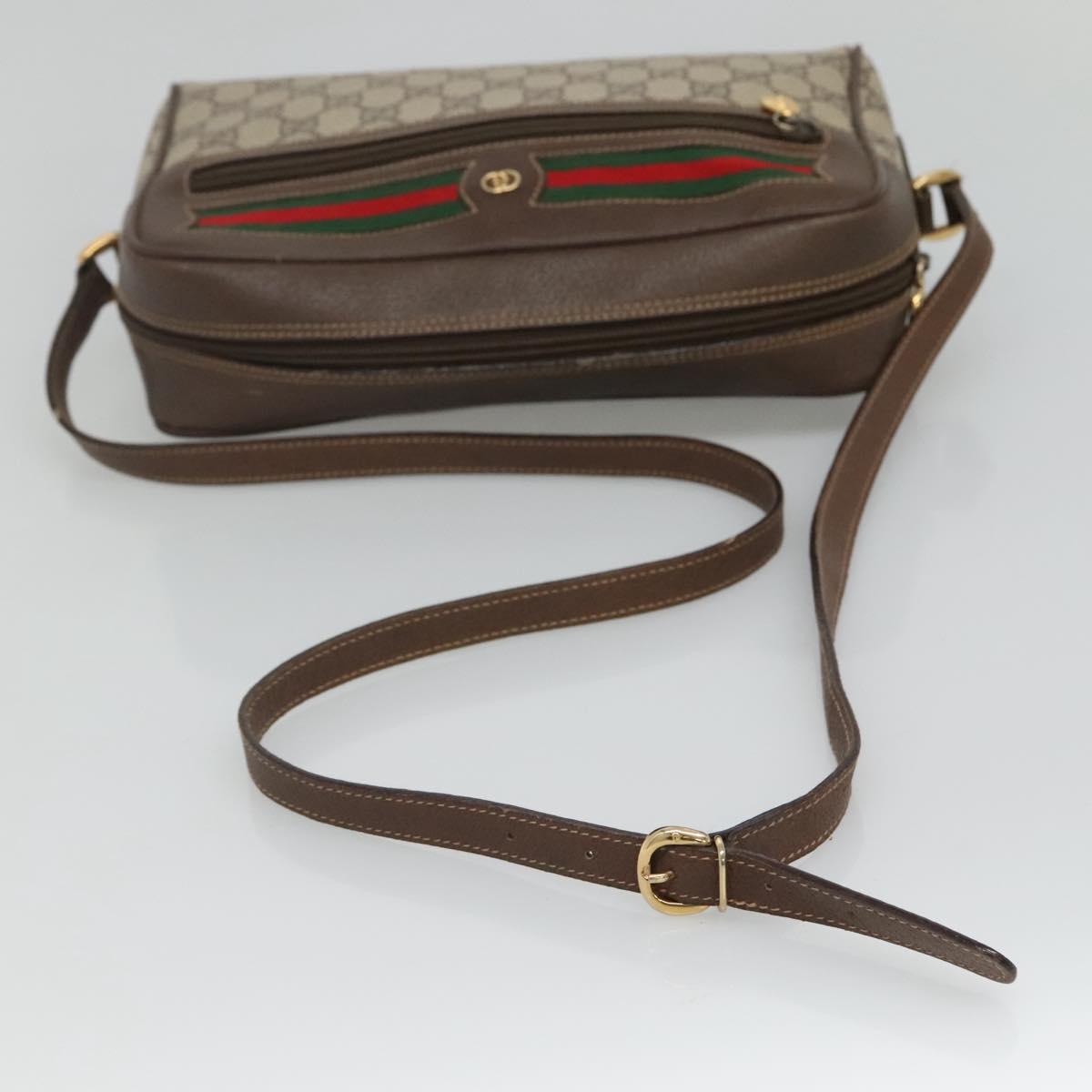 GUCCI GG Supreme Web Sherry Line Bag PVC Beige 4023 001 56 6472 Auth ep7946