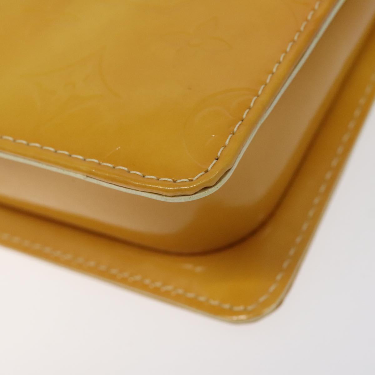 LOUIS VUITTON Monogram Vernis Motto Pouch Lime Yellow M91059 LV Auth ep7977