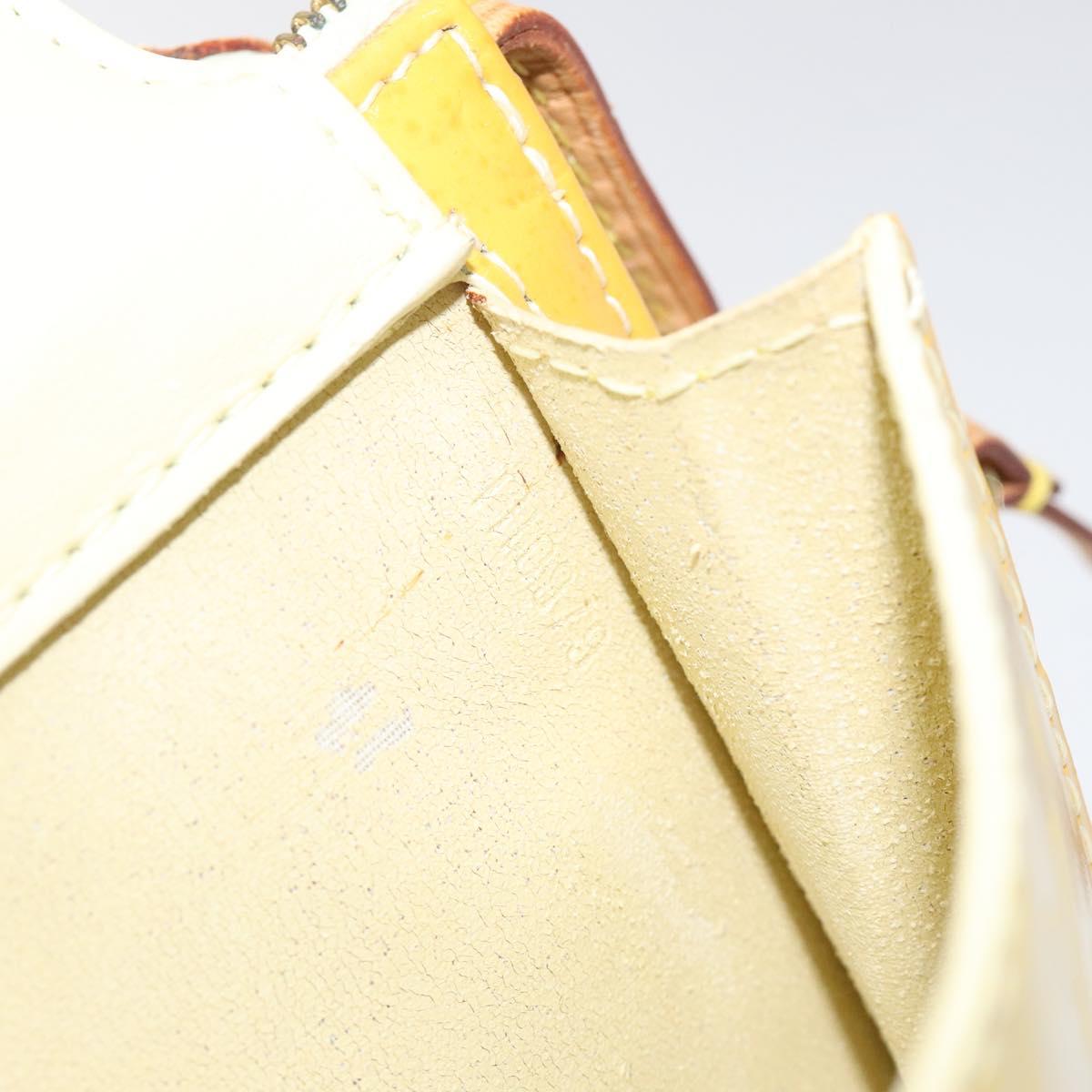 LOUIS VUITTON Monogram Vernis Motto Pouch Lime Yellow M91059 LV Auth ep7977