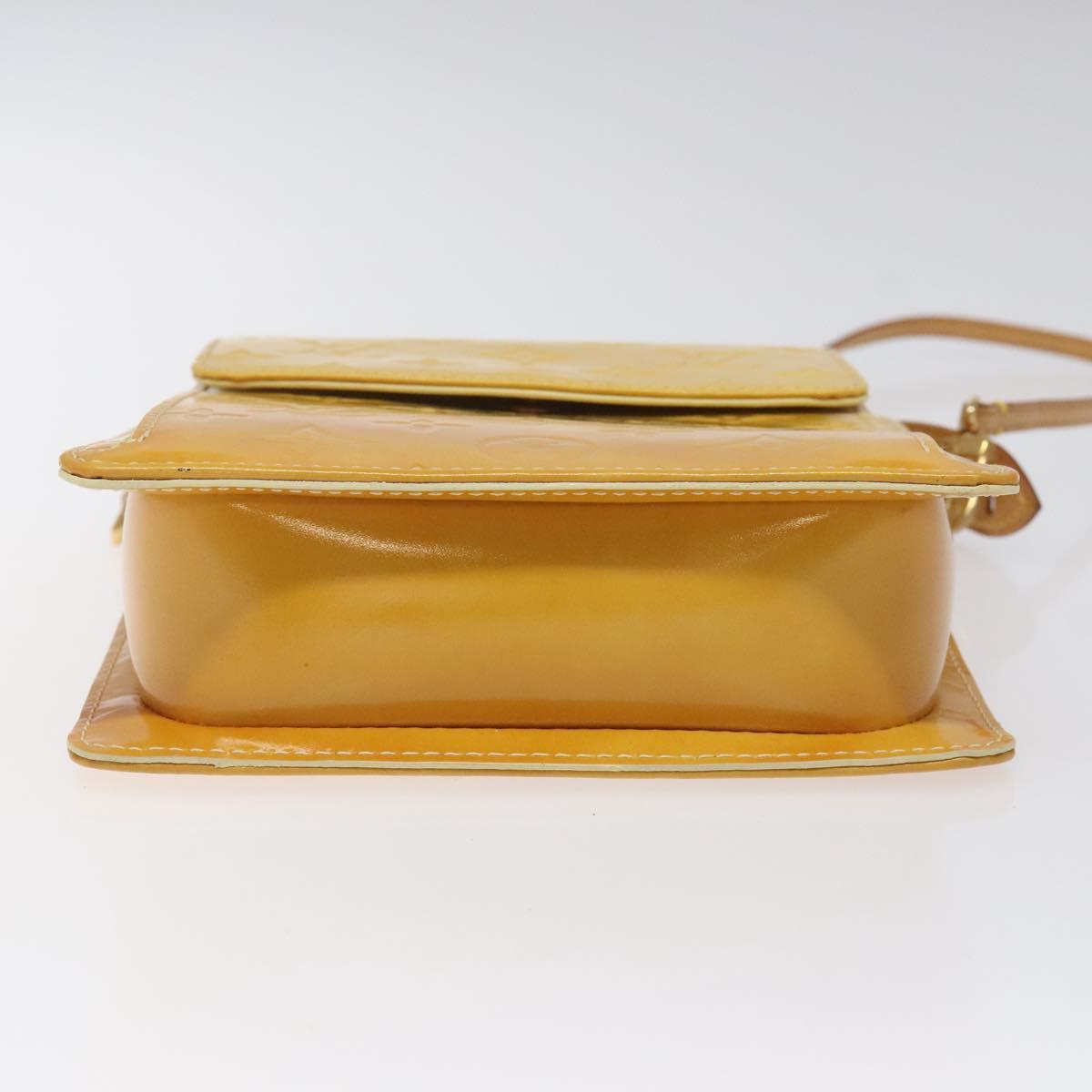 LOUIS VUITTON Monogram Vernis Motto Pouch Lime Yellow M91059 LV Auth ep7977