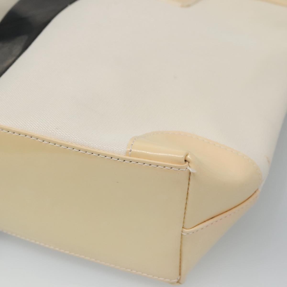 GUCCI Sherry Line Hand Bag Canvas White Black Auth ep7988