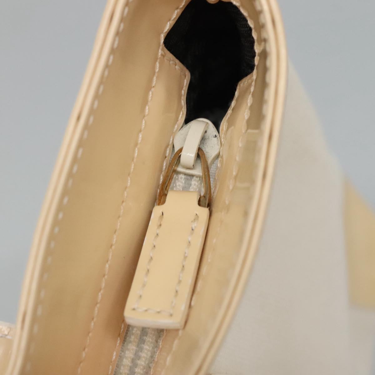 GUCCI Sherry Line Hand Bag Canvas White Black Auth ep7988