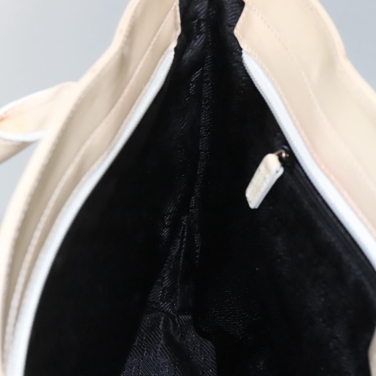 GUCCI Sherry Line Hand Bag Canvas White Black Auth ep7988