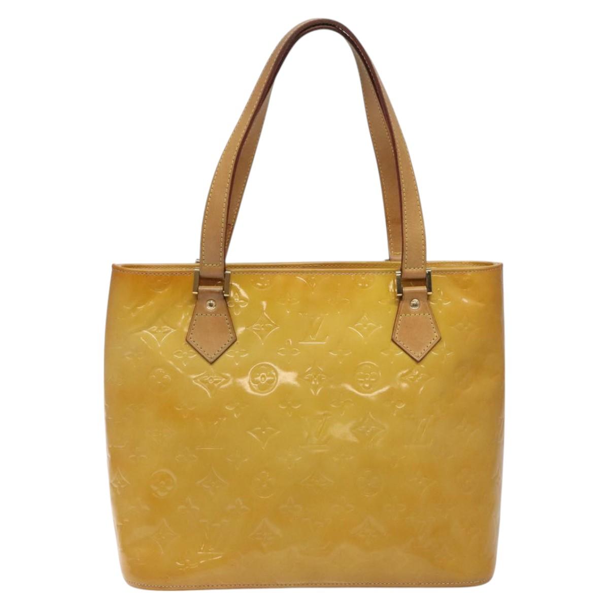 LOUIS VUITTON Monogram Vernis Houston Hand Bag Beige M91004 LV Auth ep7999