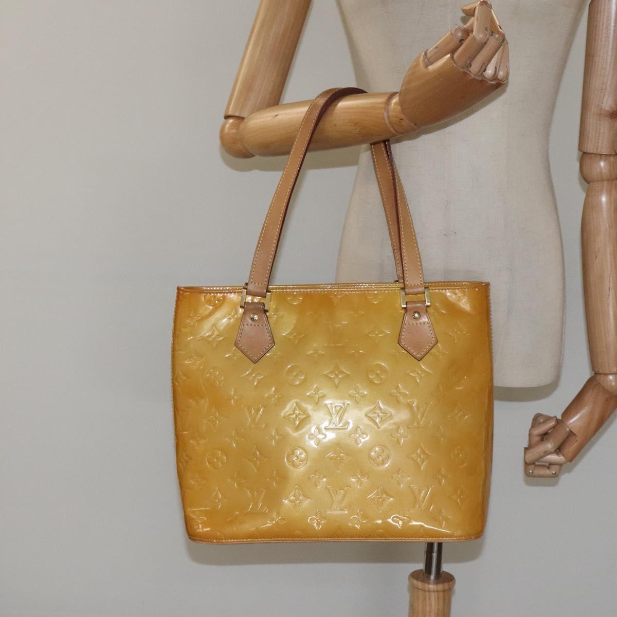 LOUIS VUITTON Monogram Vernis Houston Hand Bag Beige M91004 LV Auth ep7999
