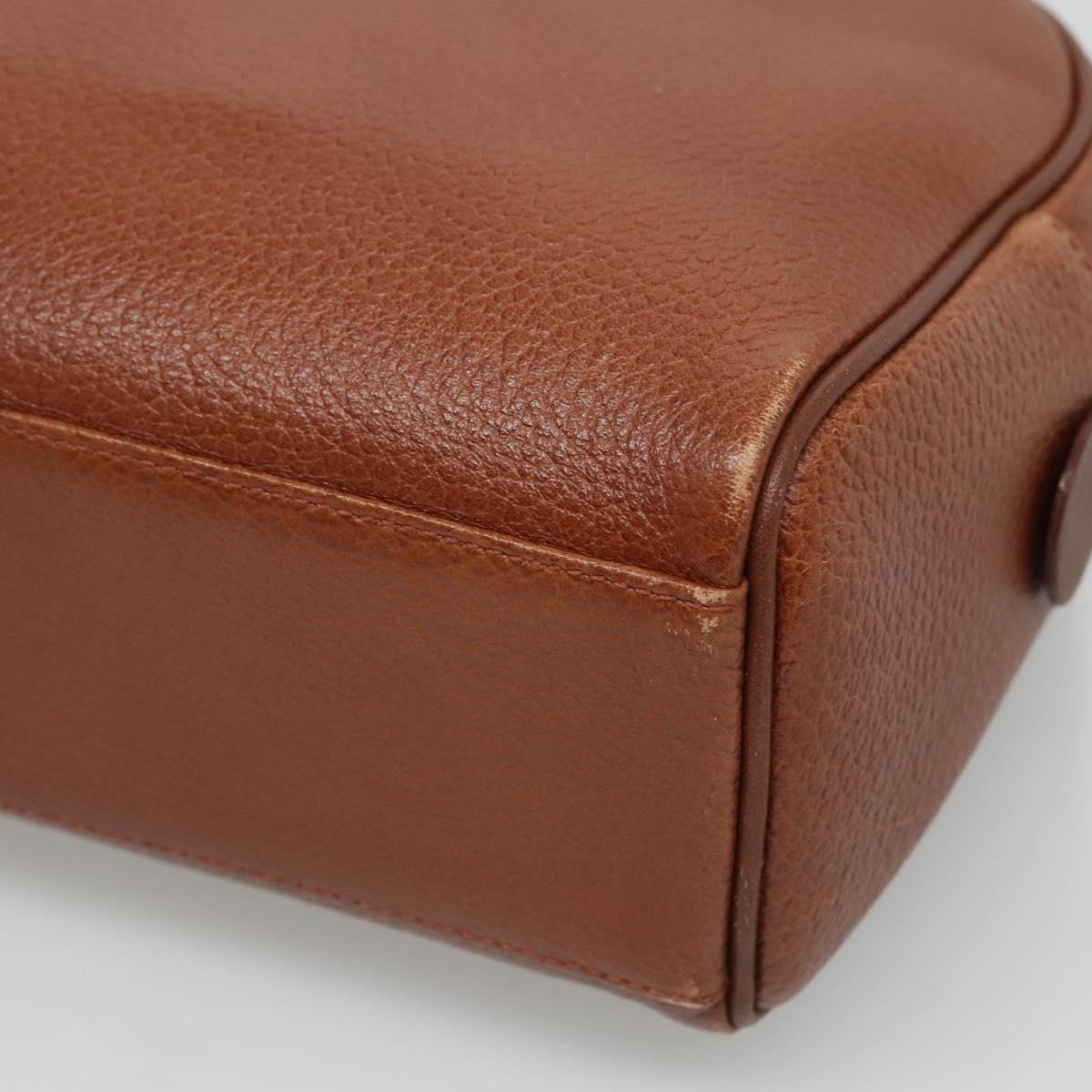 Burberrys Hand Bag Leather Brown Gold Auth ep8000