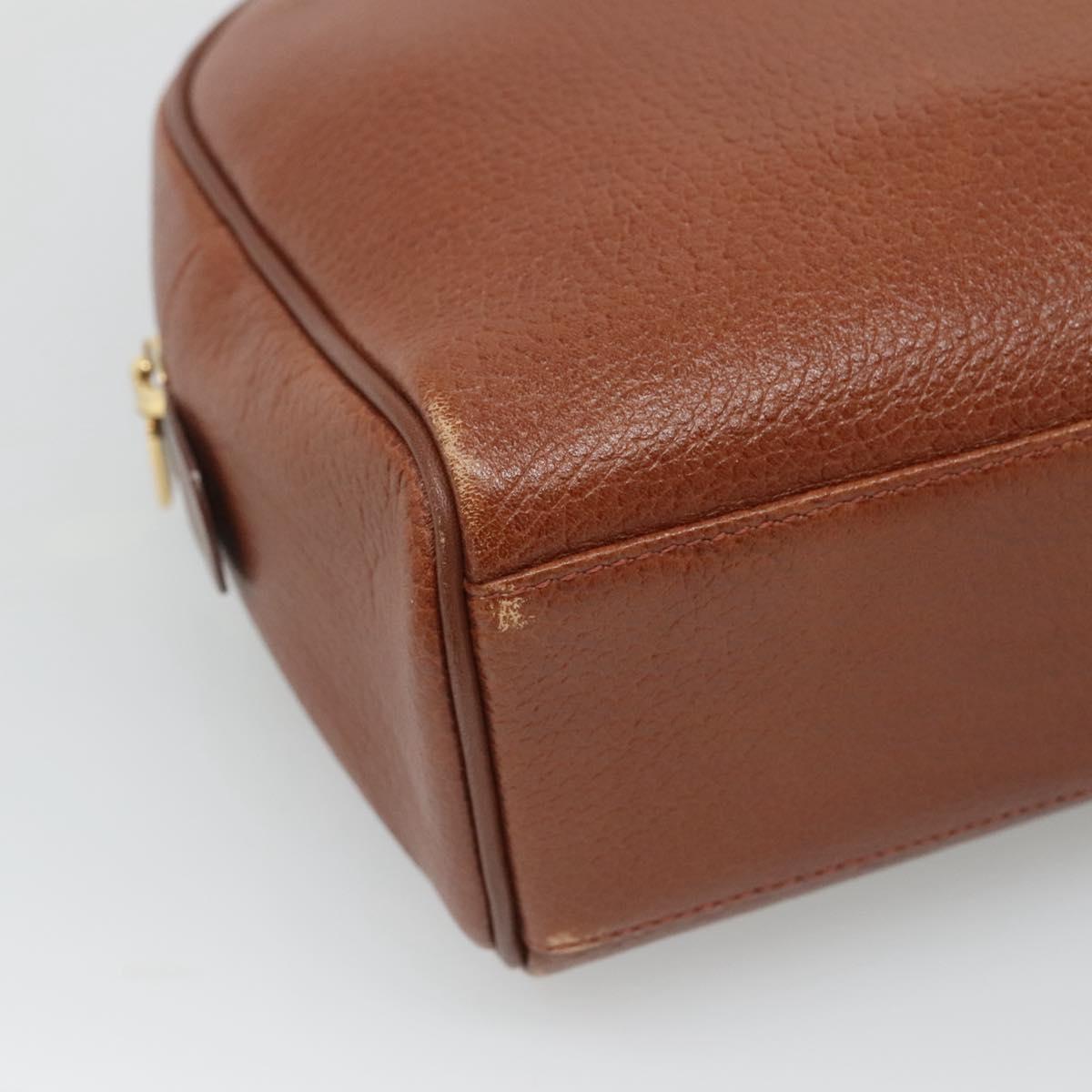 Burberrys Hand Bag Leather Brown Gold Auth ep8000