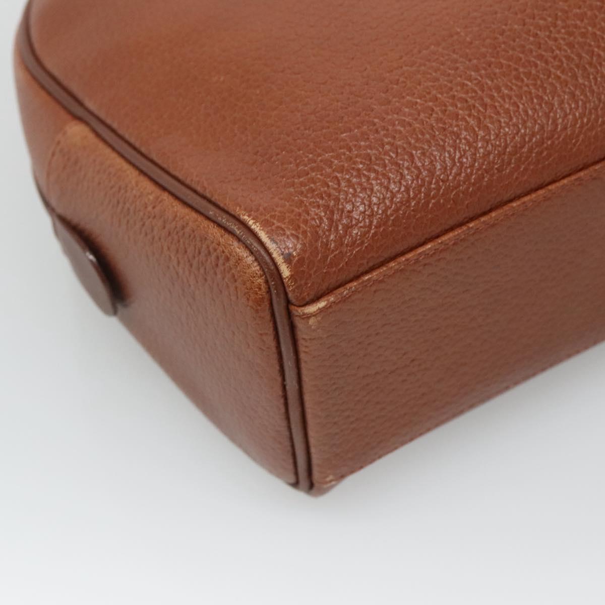 Burberrys Hand Bag Leather Brown Gold Auth ep8000