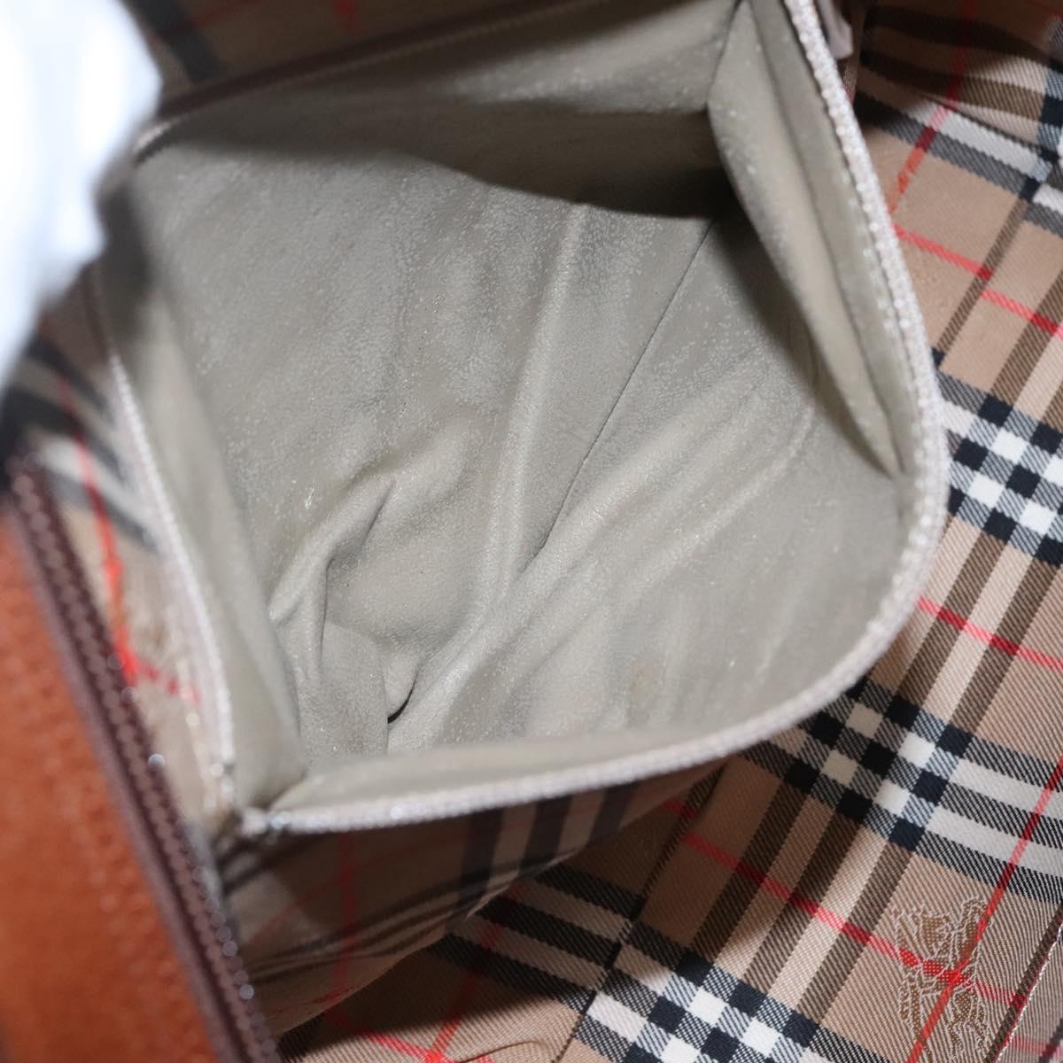 Burberrys Hand Bag Leather Brown Gold Auth ep8000