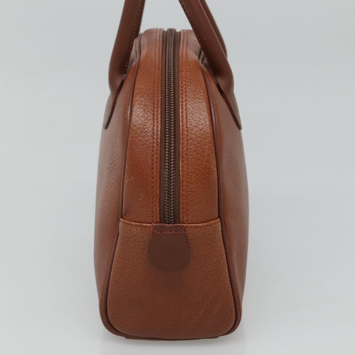 Burberrys Hand Bag Leather Brown Gold Auth ep8000